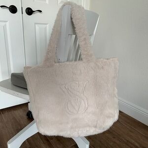 Victoria Secret Faux-Fur Tote (LARGE) White Cream TOTE New